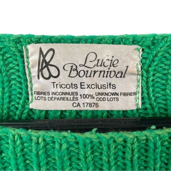 Vintage Lucie Bournival Kelly Green Short Sleeve Sweater Dress Size L - Picture 4 of 6